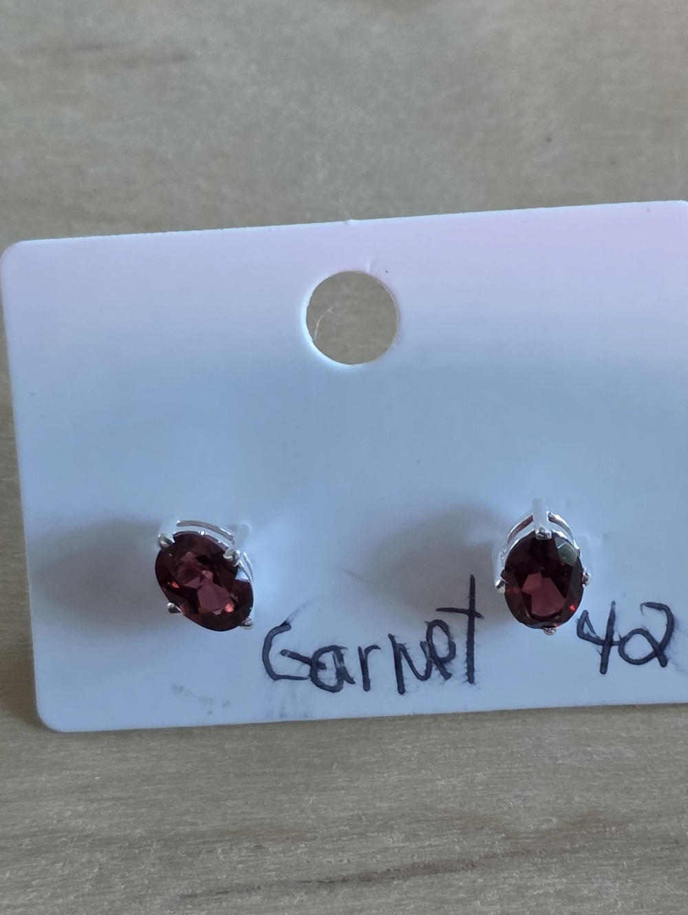 Garnet Red Oval Stud Earrings - Classic Women's Jewelry